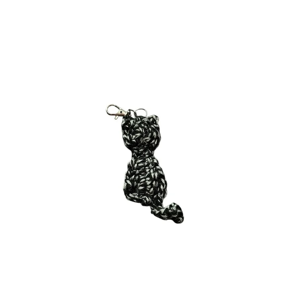 NEW handmade‎ crochet CAT kitten keychain bag purse charm gift